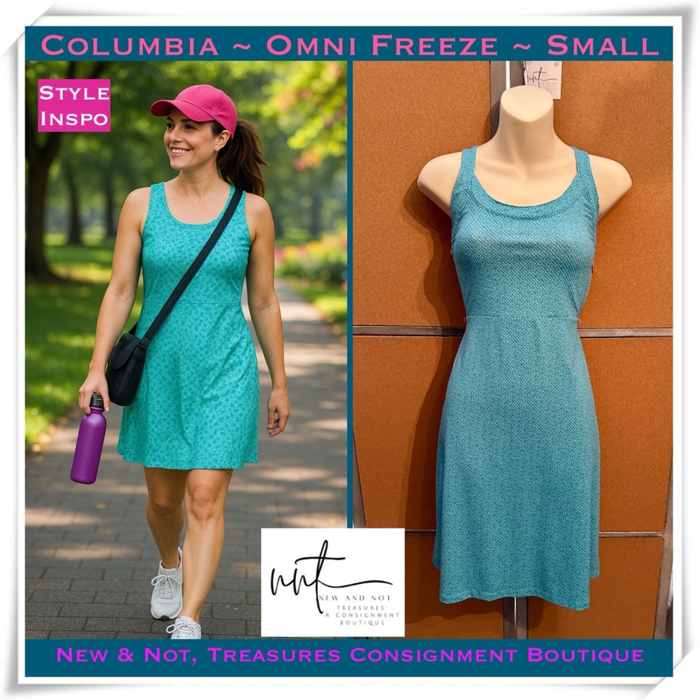 Columbia PFG Freezer III Dress Size:Small Blue UPF 50 Cooling Summer Comfort